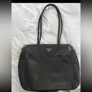 Vintage PRADA Black Leather Tote